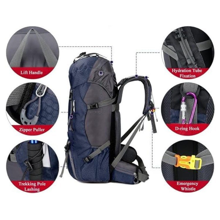 Waterdichte Trekkingrugzak van 60L – Lichtgewicht, Ergonomisch en Klaar voor Avontuur