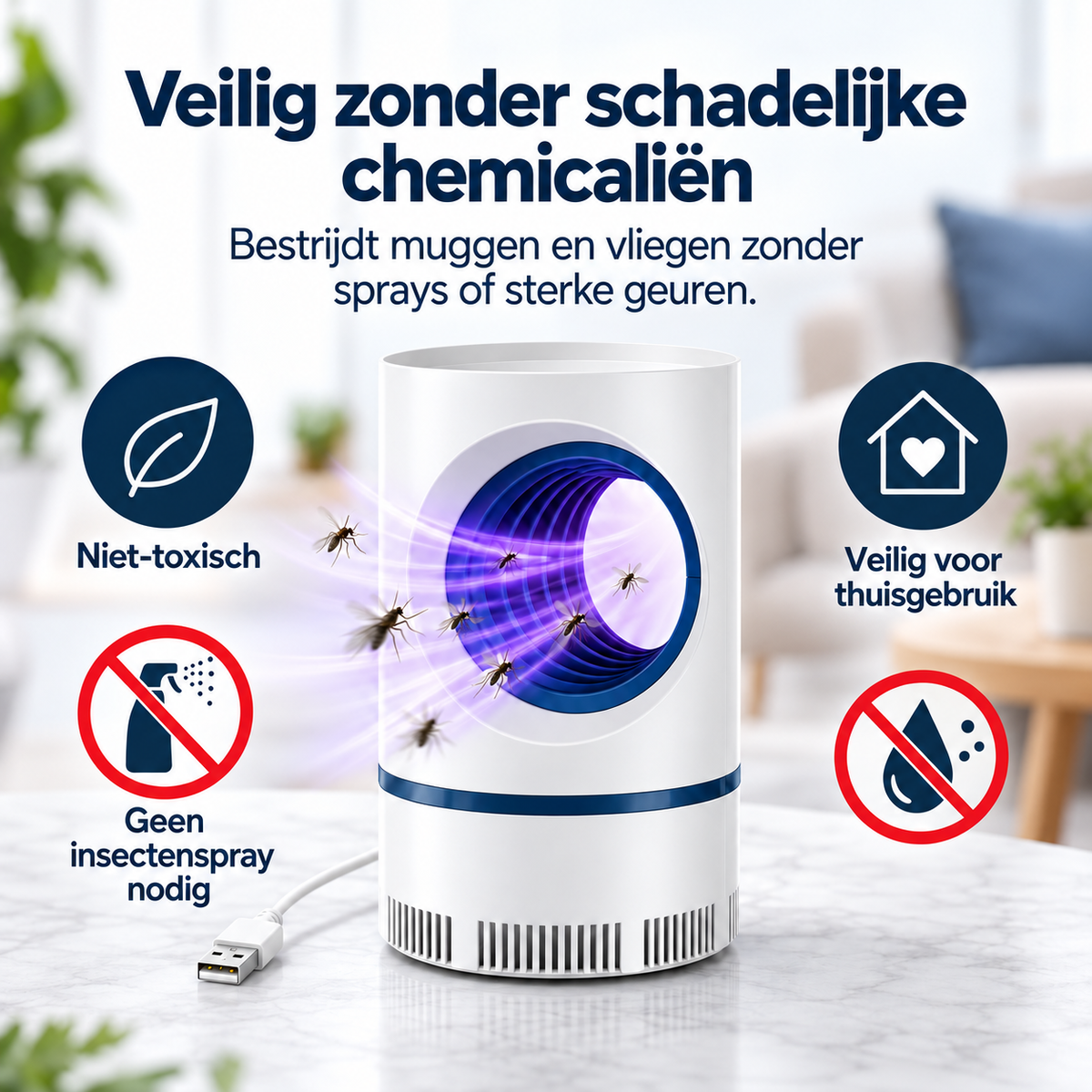 Bionische LED Muggenval met Krachtige Zuigkracht