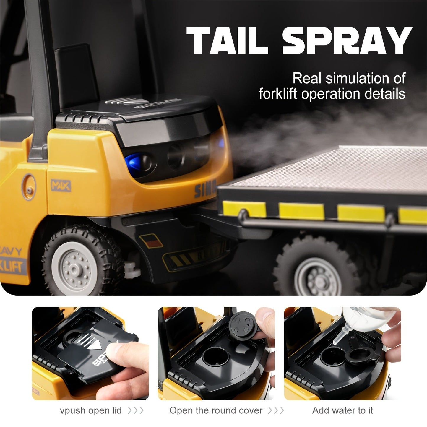 Zware Remote Control Heftruck – 1:24 Schaal met Lichten & Trailer
