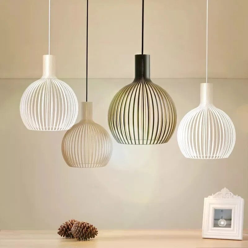 FjordLoom Rustieke Houten Kooi Hanglamp Verstelbare Kabel