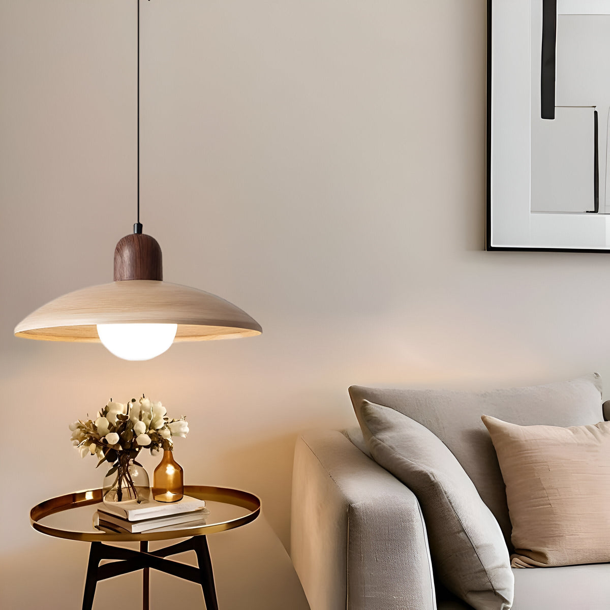 Japanse Wabi-Sabi Walnoot Hanglamp