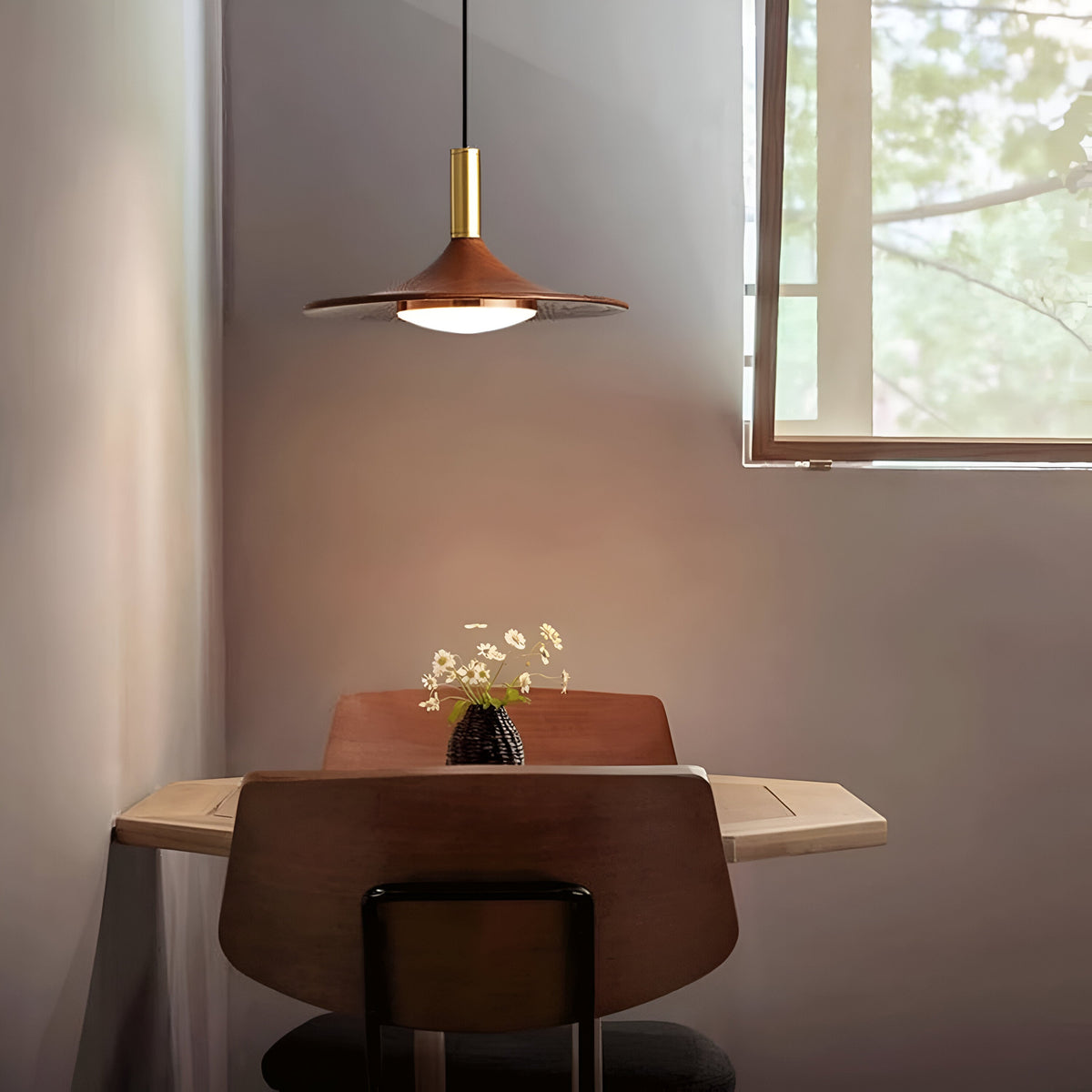 Noordse Stijl Walnoot-Finish IJzeren Hanglamp