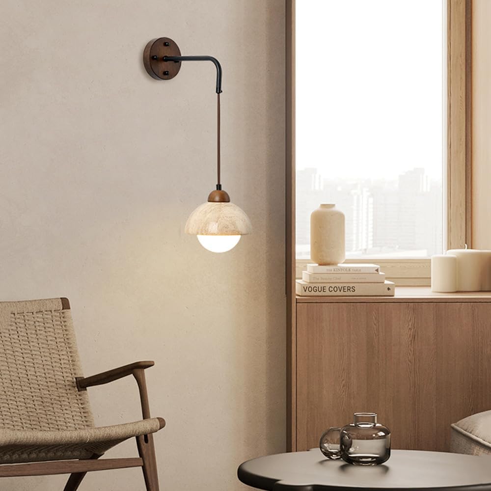 Travia Hangende Travertijn Steen Wandlamp