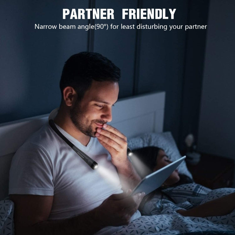 LED Nekleeslamp, Boeklicht om in bed te lezen, 3 kleuren, 6 helderheidsniveaus, buigbare arm, oplaadbaar, duurzaam, perfect voor lezen, breien, kamperen, repareren