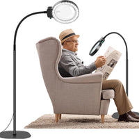 Volledige zijkanten vergrootglas met LED-licht – Handsfree leeshulp voor boeken, handwerk en hobby's