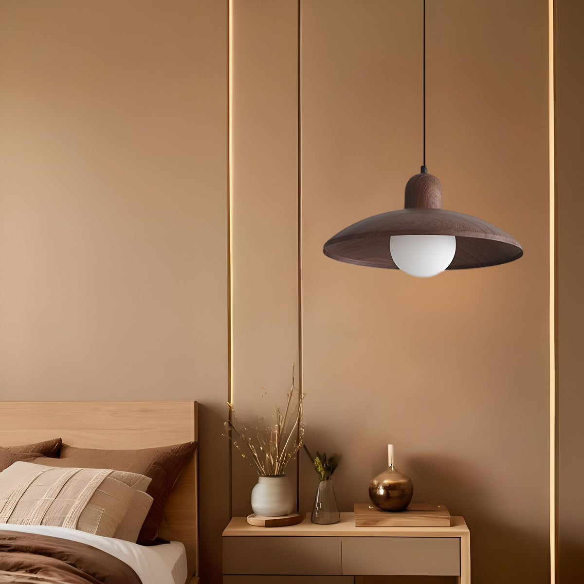 Japanse Wabi-Sabi Walnoot Hanglamp