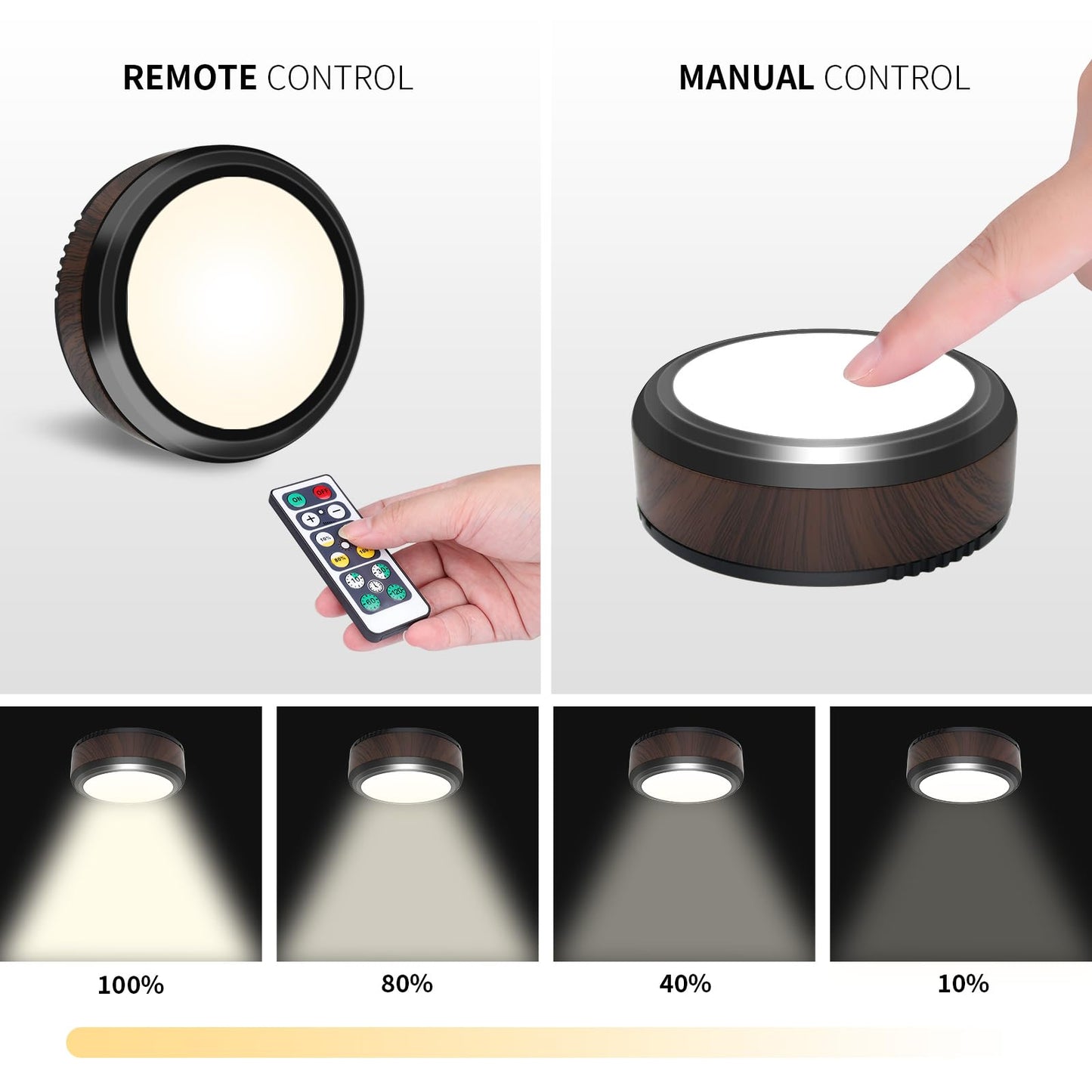 Skanto | Leastyle Afstandsbediening Led Puck Licht, Dimbaar Batterijgevoed Onderkast Licht - 6 Pakket Natuurlijk Wit