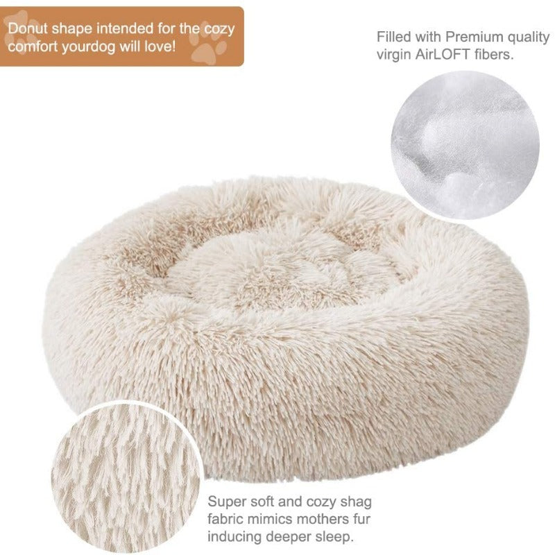 Rund Plüsch Kalmerende Donut Hondenbed voor kleine tot grote honden