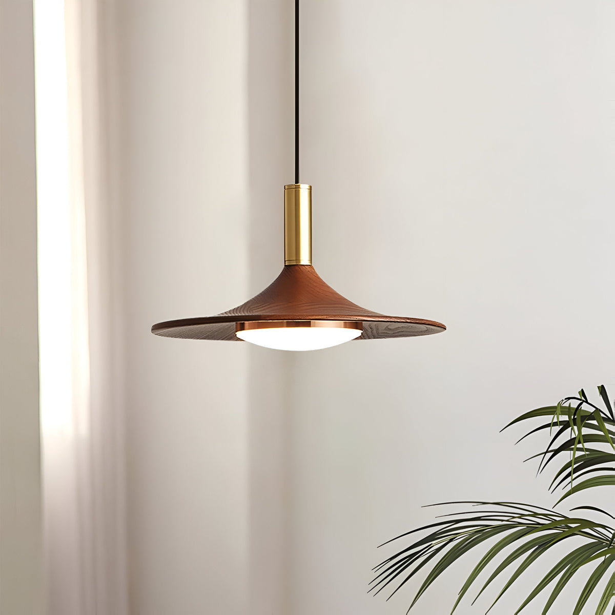 Noordse Stijl Walnoot-Finish IJzeren Hanglamp