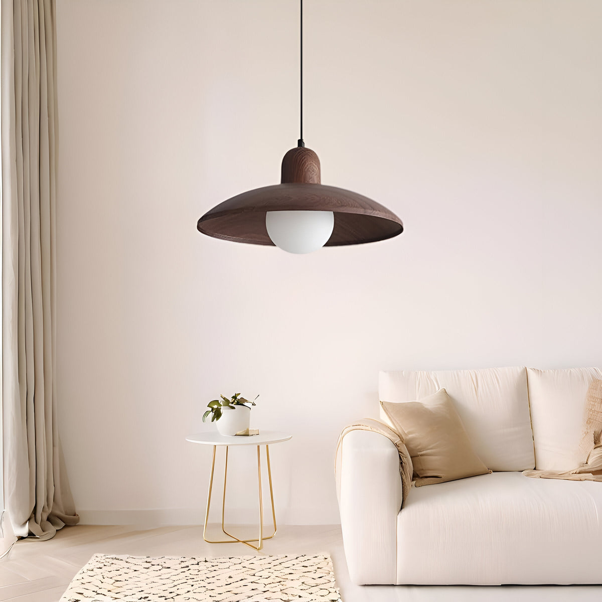 Japanse Wabi-Sabi Walnoot Hanglamp