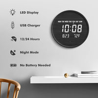 Scandinavische Digitale Wandklok Met LED-display En USB-voeding