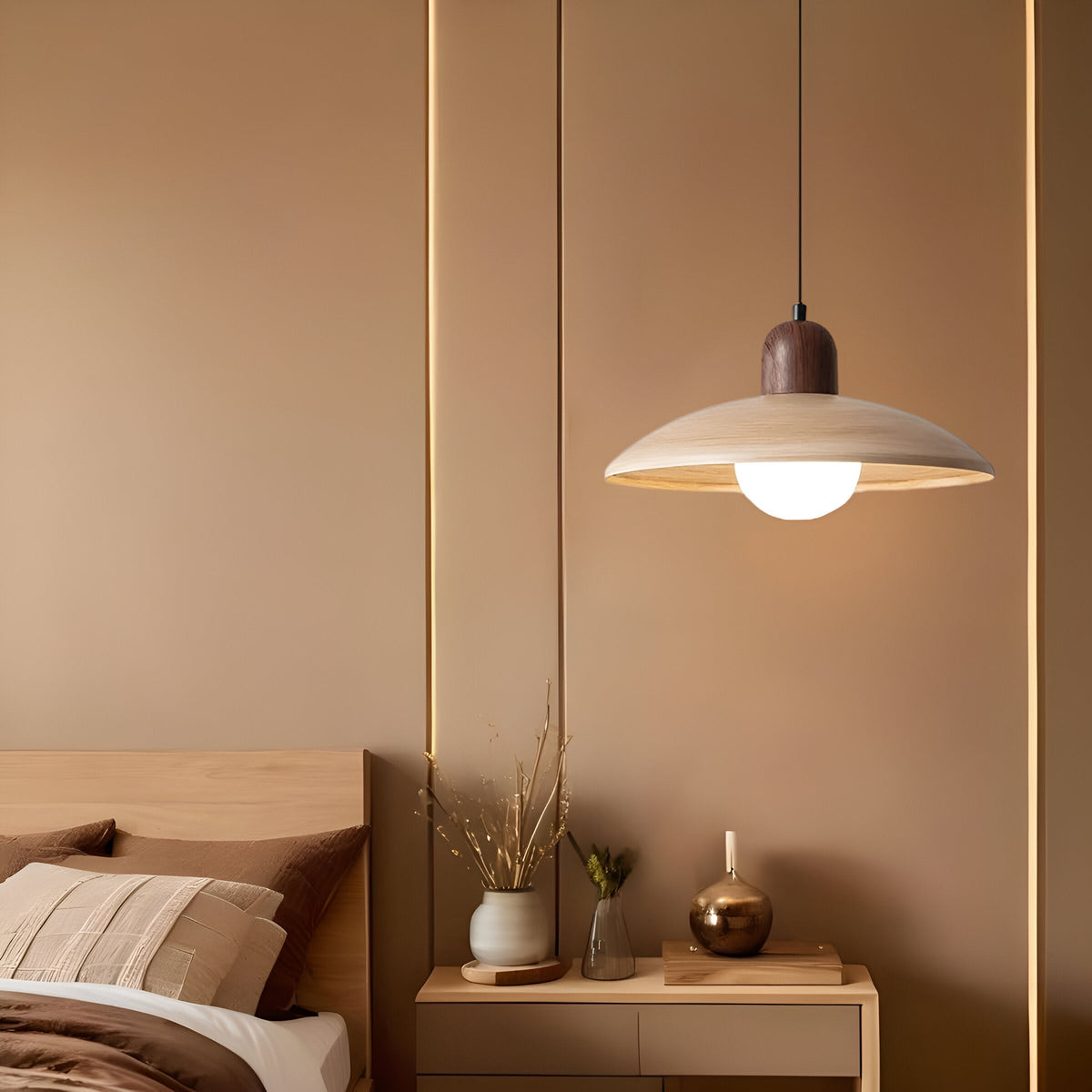 Japanse Wabi-Sabi Walnoot Hanglamp