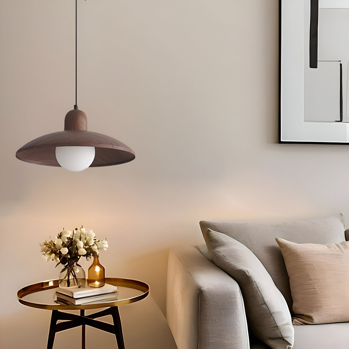 Japanse Wabi-Sabi Walnoot Hanglamp