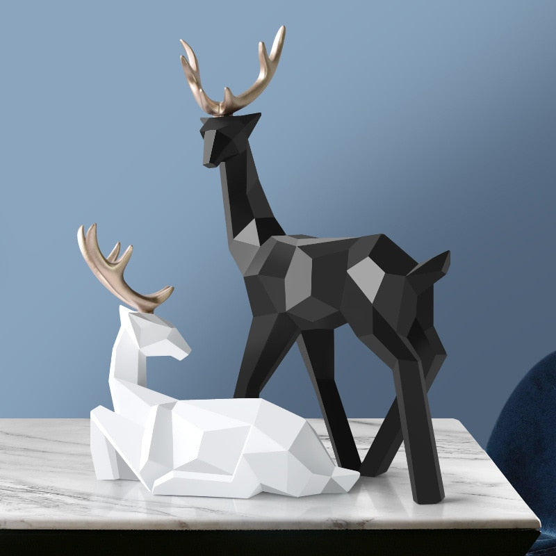 Abstracte Hertenfiguren Set van Hars (2-delige set)