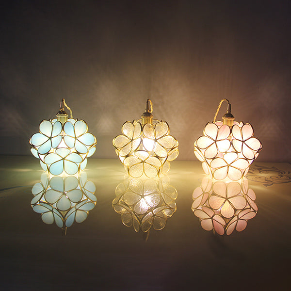 1 Licht Bloem Hangende Plafondlamp Tiffany Stijl Blauw/Doorzichtig/Roze Roestvrijstalen Glas Hanglamp