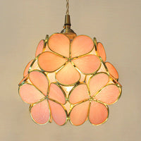 1 Licht Bloem Hangende Plafondlamp Tiffany Stijl Blauw/Doorzichtig/Roze Roestvrijstalen Glas Hanglamp