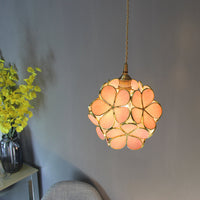 1 Licht Bloem Hangende Plafondlamp Tiffany Stijl Blauw/Doorzichtig/Roze Roestvrijstalen Glas Hanglamp