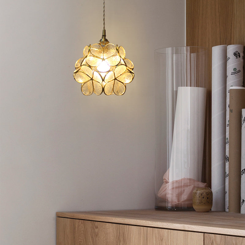 1 Licht Bloem Hangende Plafondlamp Tiffany Stijl Blauw/Doorzichtig/Roze Roestvrijstalen Glas Hanglamp