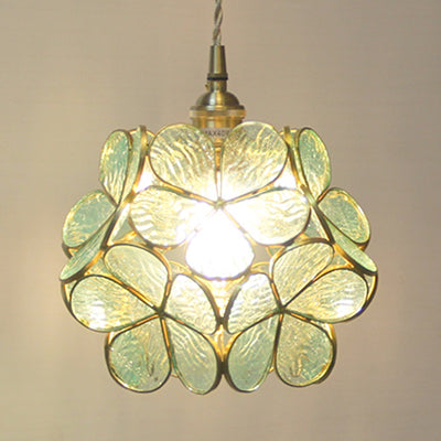 1 Licht Bloem Hangende Plafondlamp Tiffany Stijl Blauw/Doorzichtig/Roze Roestvrijstalen Glas Hanglamp