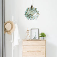 1 Licht Bloem Hangende Plafondlamp Tiffany Stijl Blauw/Doorzichtig/Roze Roestvrijstalen Glas Hanglamp