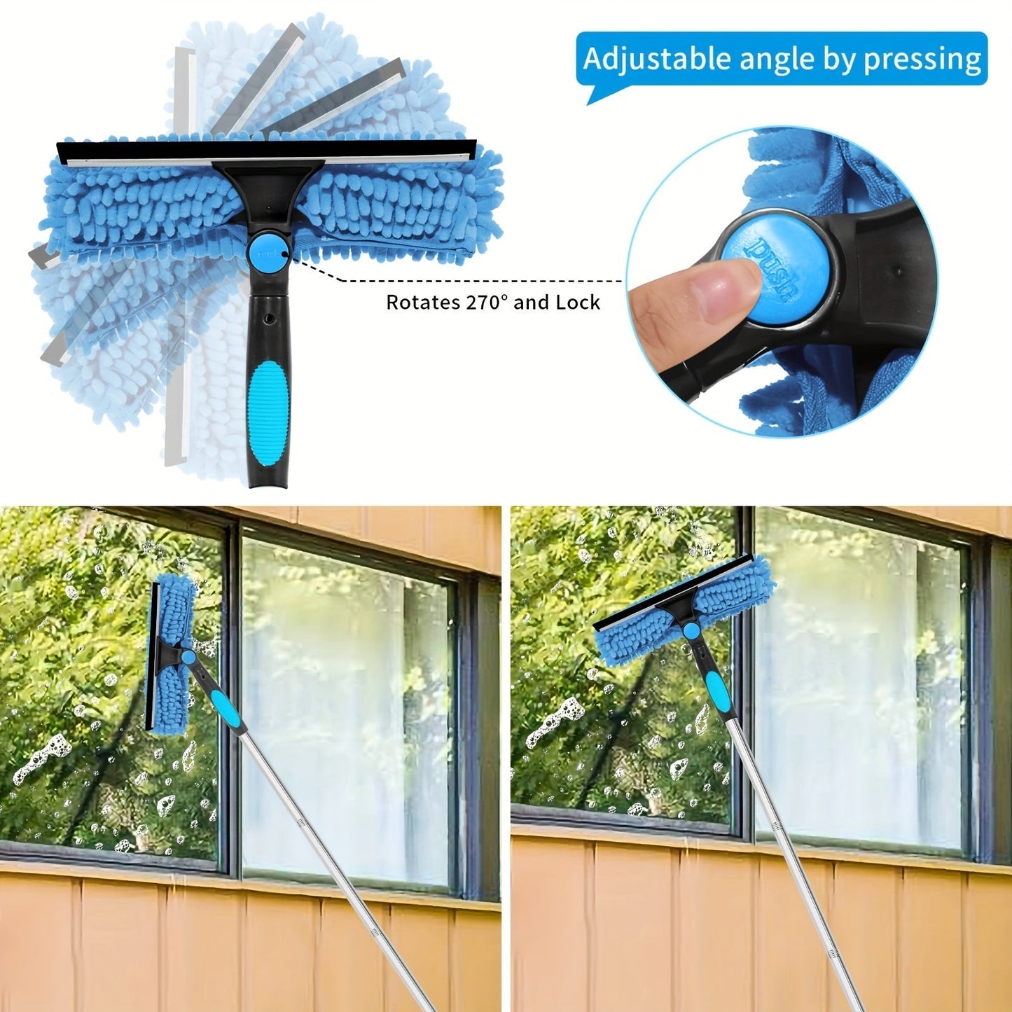 Skanto | Crystal Clear Raamreiniger – Professioneel 2-in-1 Telescoop Raam en Glas Reinigingssysteem