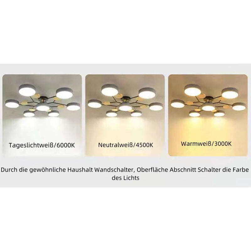 Muto Plafondlamp Hout Modern Rond LED Wit Slaap-/Woonkamer