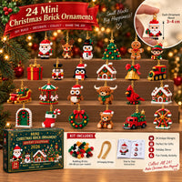 Mini tegelstenen adventskalender met 24 bouwsets voor kerst om te bouwen en op te hangen
