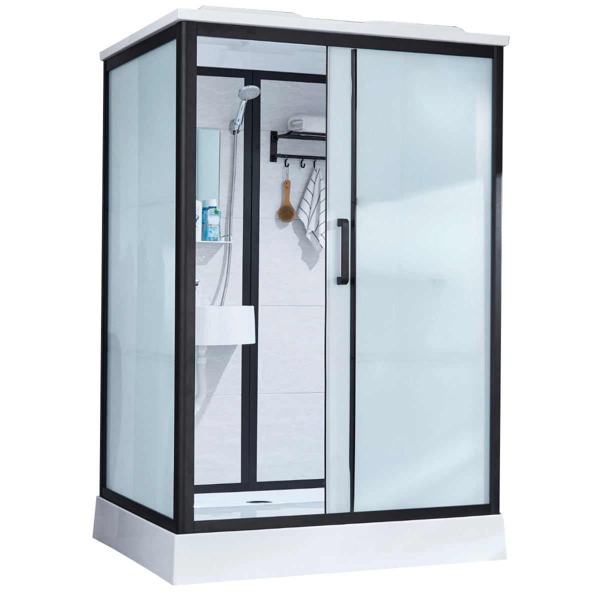 Gekaderde Tempered Glass Douche Kit met Inclusief Basis Gekaderde Douchecabine