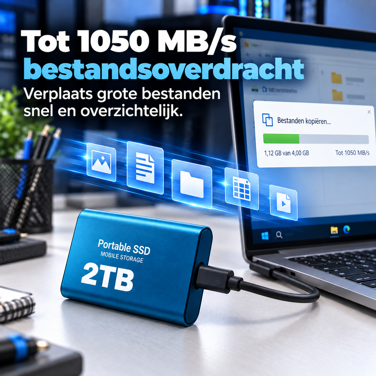 DataSprint Externe SSD 2TB voor IT & PC Support – USB-C Opslag tot 1050 MB/s