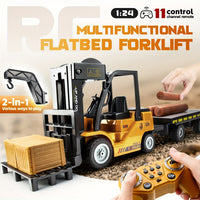 Zware Remote Control Heftruck – 1:24 Schaal met Lichten & Trailer