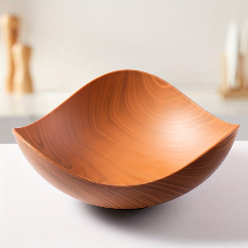 Grote Fruitschaal met Houten Uiterlijk – Decoratief en Praktisch voor Tafelgebruik