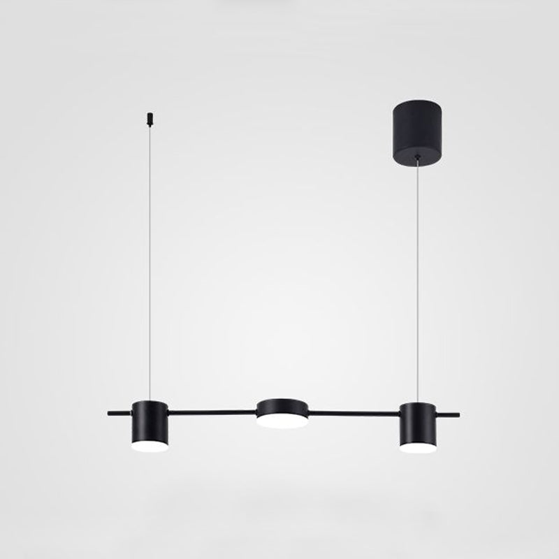 Drum Aluminium Eiland Hanglamp Modern Eenvoudig 3/5-Kops Zwart/Gouden Plafondlamp in Warm/Wit Licht