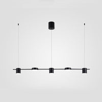Drum Aluminium Eiland Hanglamp Modern Eenvoudig 3/5-Kops Zwart/Gouden Plafondlamp in Warm/Wit Licht