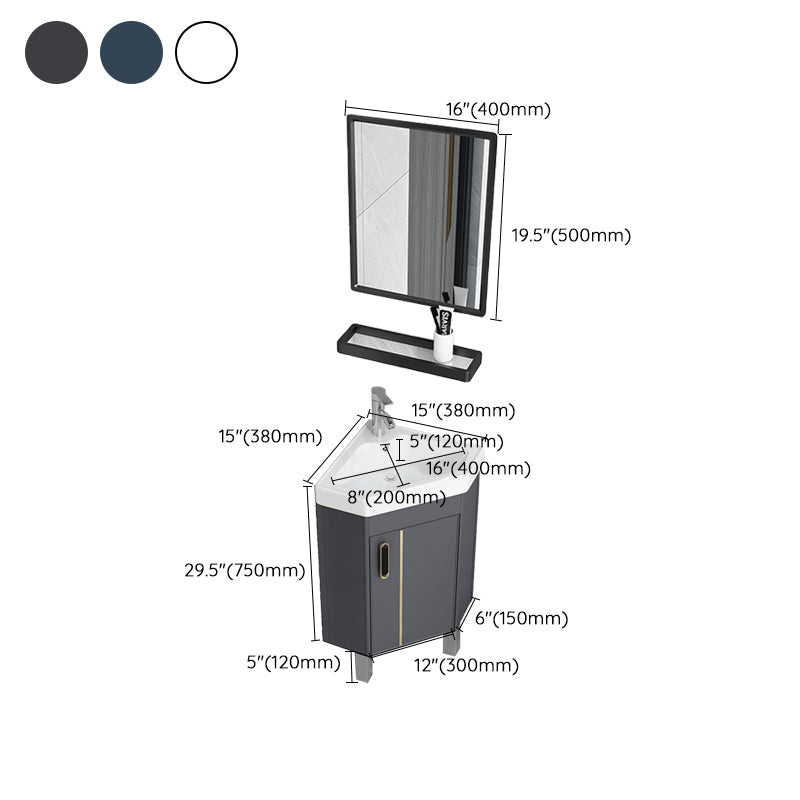 Contemporary Sink Vanity Driehoekige Wandgemonteerde Hoekbadkamermeubel