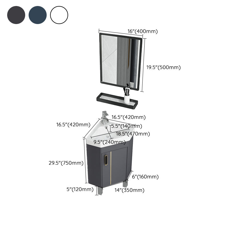 Contemporary Sink Vanity Driehoekige Wandgemonteerde Hoekbadkamermeubel