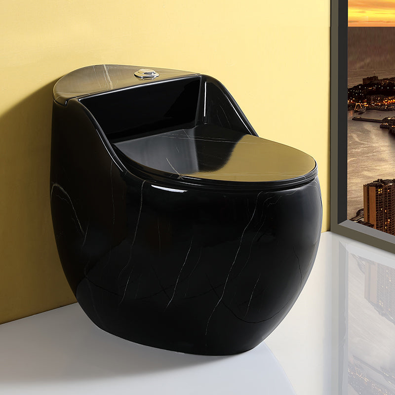Contemporary Skirted Siphon Jet Toilet Bowl One Piece Urine Toilet with Seat