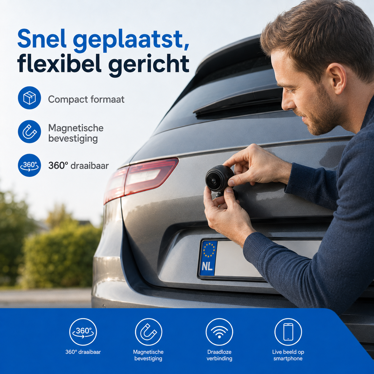 AutoVision | Draadloze HD Achteruitrijcamera voor Auto & Smartphone