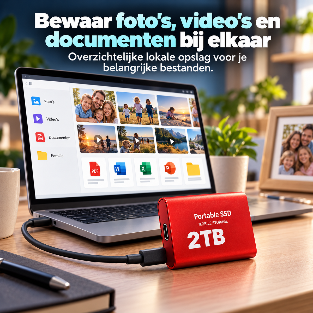 DataSprint Externe SSD 2TB voor Foto’s & Familieback-up – USB-C Opslag tot 1050 MB/s