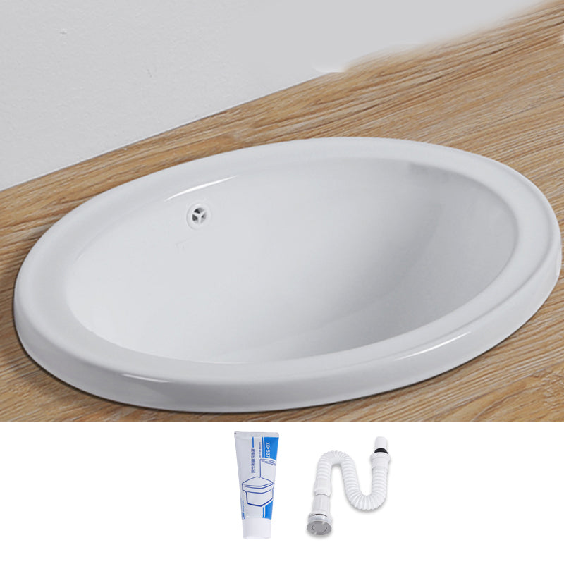 Witte Inbouw Badkamer Wastafel Porseleinen Wasstand met Afsluitklep