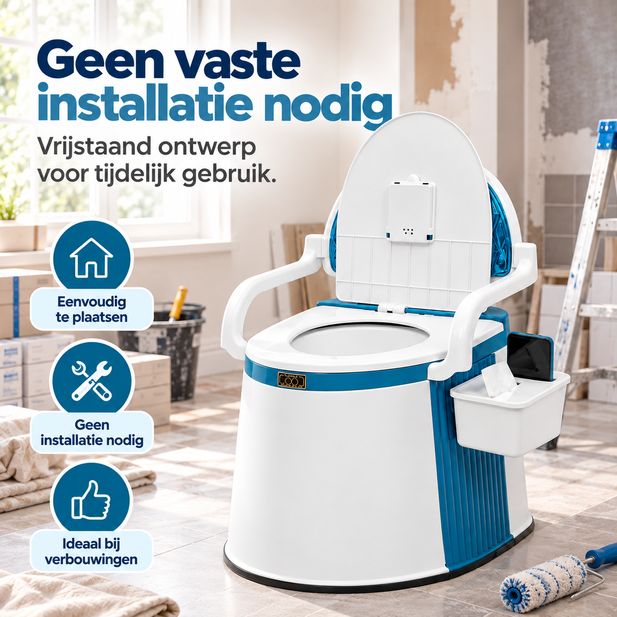 Draagbaar Toilet voor Verbouwing, Renovatie & Klussen