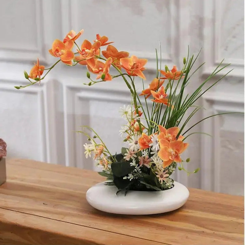 OrchidElegance kunstmatige orchideensortiment – Levensecht bloemenarrangement in een moderne vaas