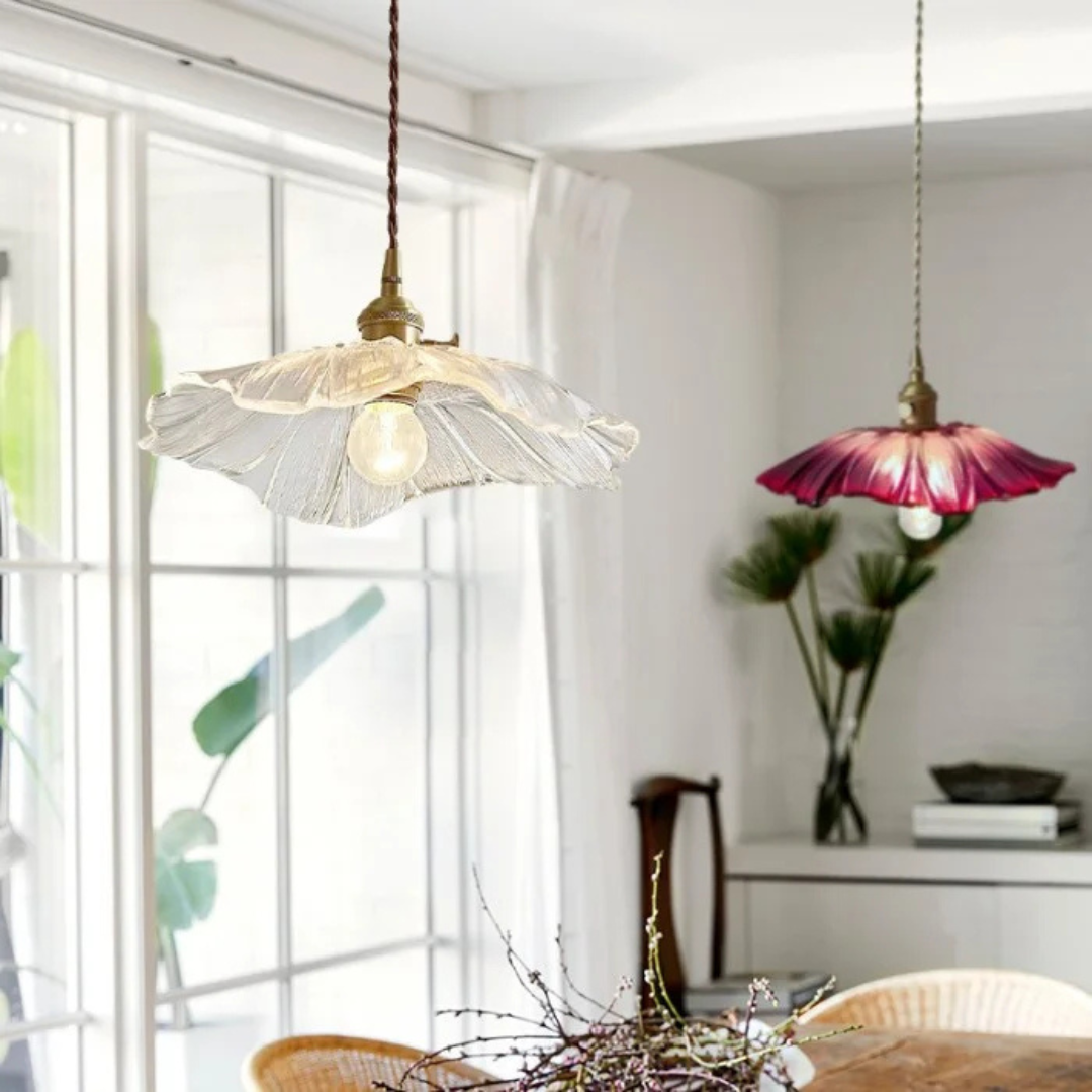 Myloq - Retro Lotus Glazen Hanglamp