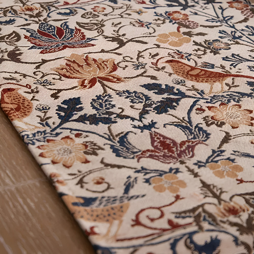 Vintage Bloemen & Vogel Jacquard Tafelkleed