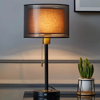 Vintage Tafellamp met Dubbele Stoffen Kap voor Warme Sfeerverlichting LED