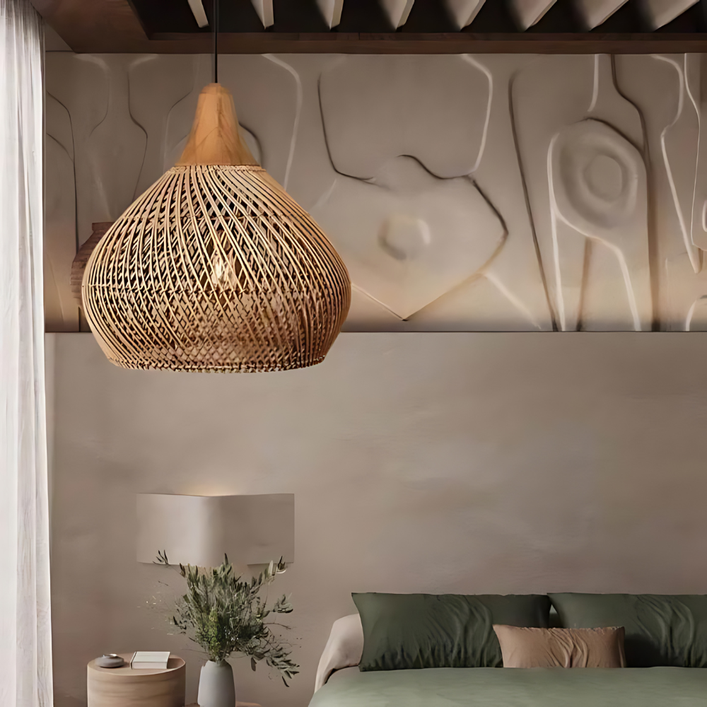 Boho Stijl Rieten Hanglamp