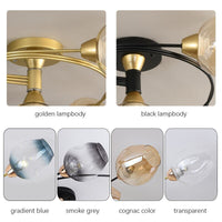 Valentina Flush Mount Plafondlamp, Glas, Zwart/Goud, Eetkamer