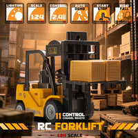 Zware Remote Control Heftruck – 1:24 Schaal met Lichten & Trailer