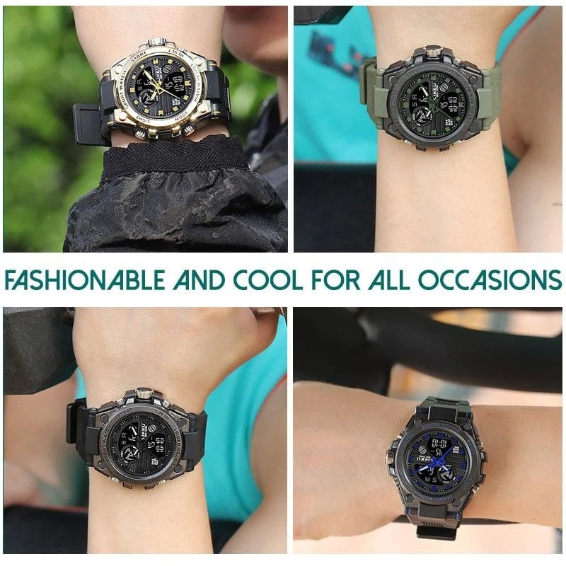 Sportieve Dual-Display Mode Multifunctionele waterdichte verlichte herenarmbandhorloge