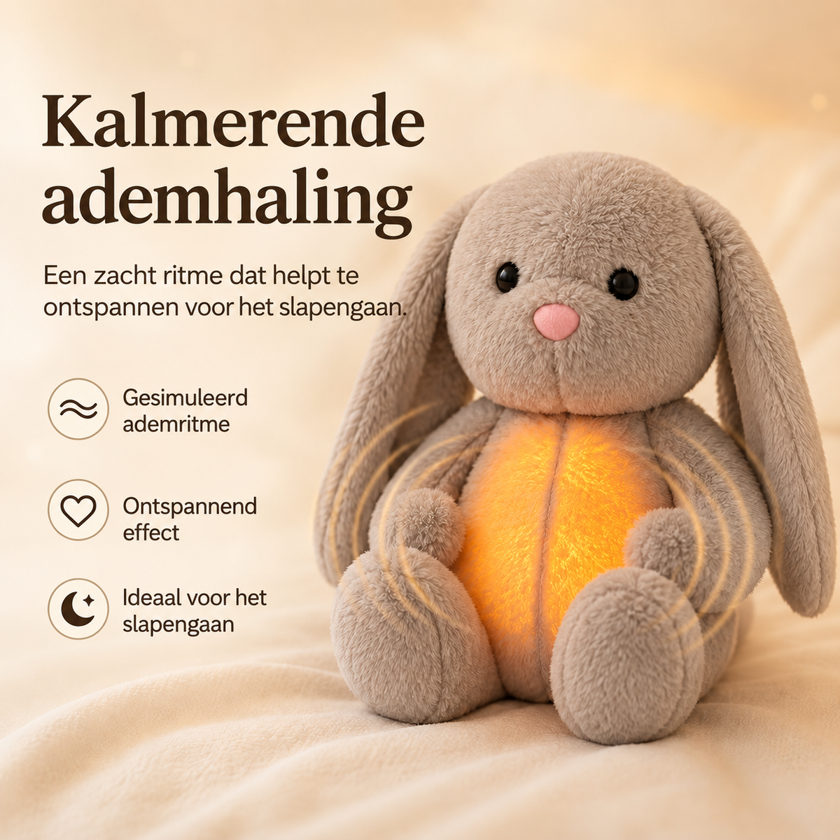 Ontspannende Knuffel met Ademhaling & Nachtlampje - Rustgevend