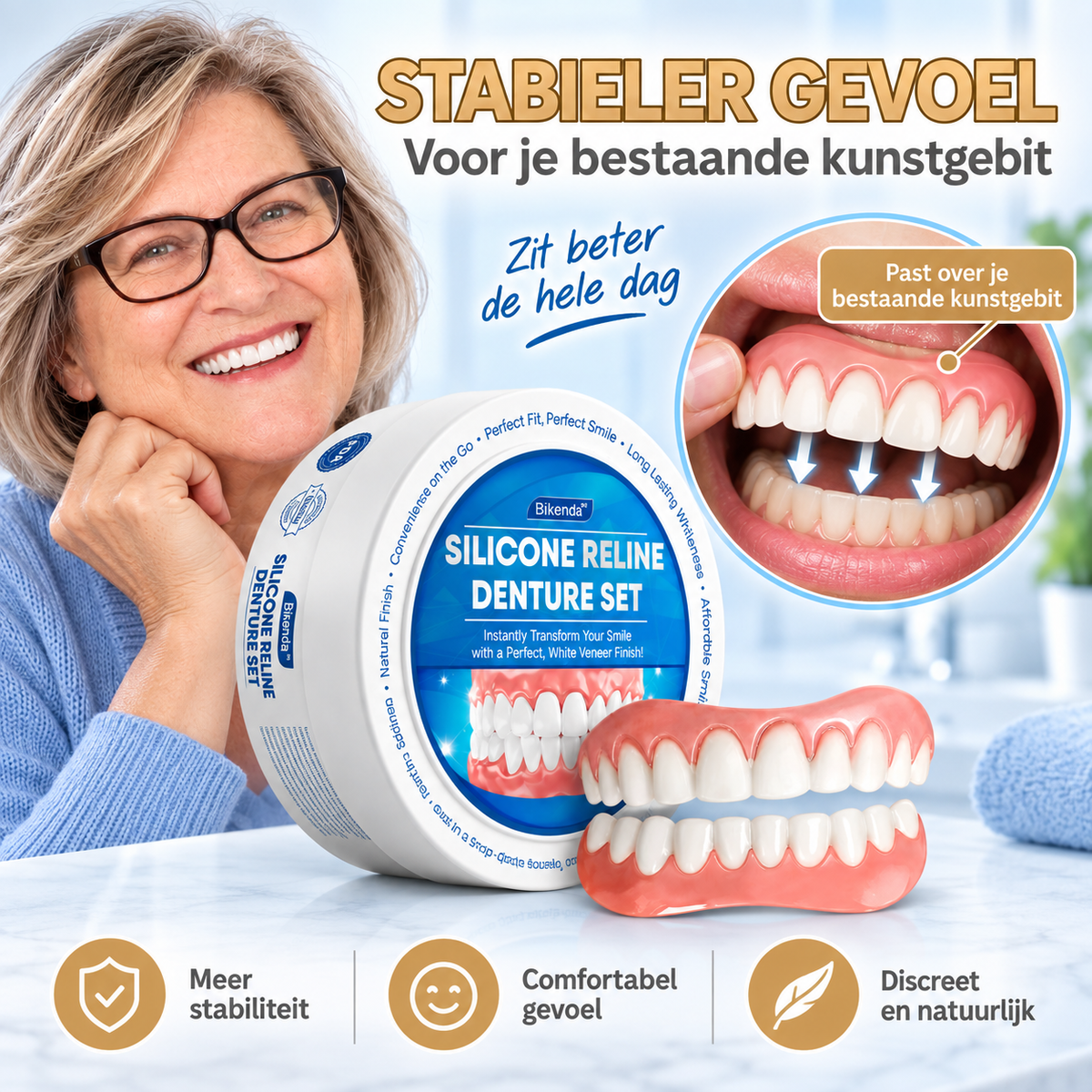 Bikenda | Kunstgebit Reline-Set voor Reizen & Kamperen